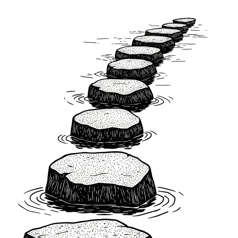 Het pad, sumi-e illustratie